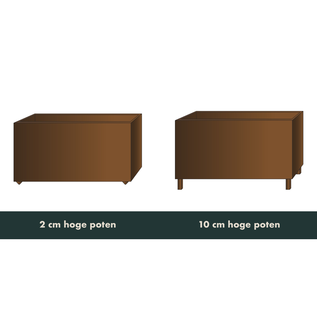 Maatwerk: Plantenbak, lang model +200 cm (met bodem)