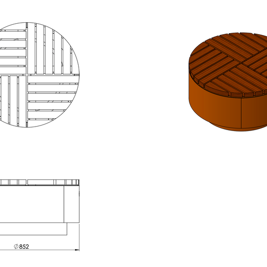 Ronde bank/platform van gepoedercoat staal