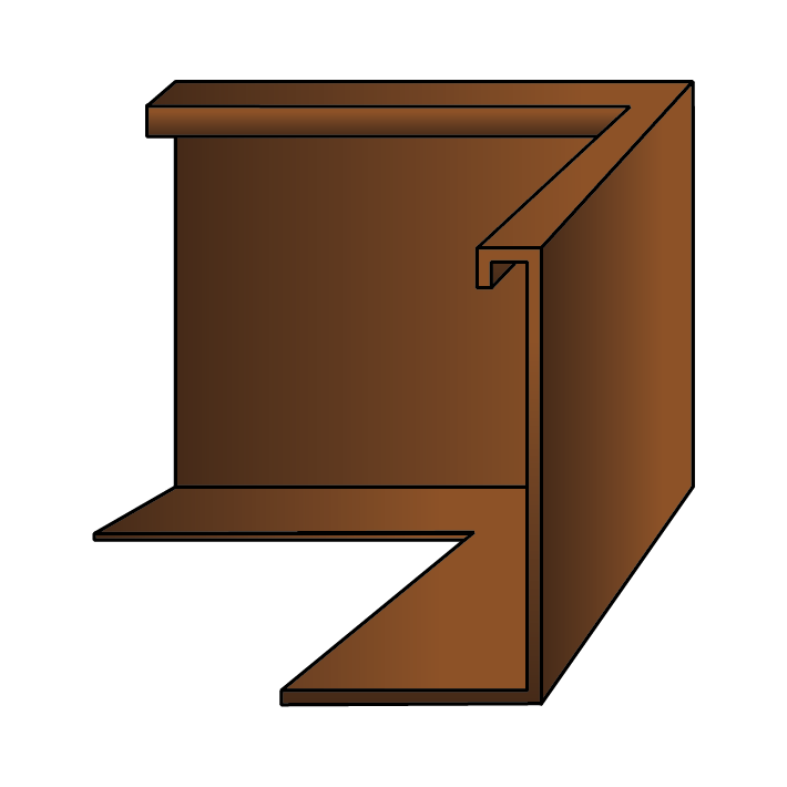 Buitenhoekelement voor keerwanden van cortenstaal