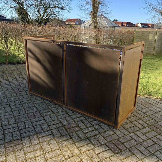 Afvalcontainerafscherming van cortenstaal - zwaar ontwerp