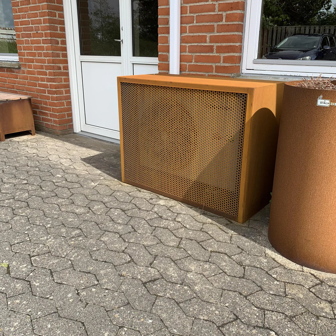 Overkapping voor warmtepomp van cortenstaal