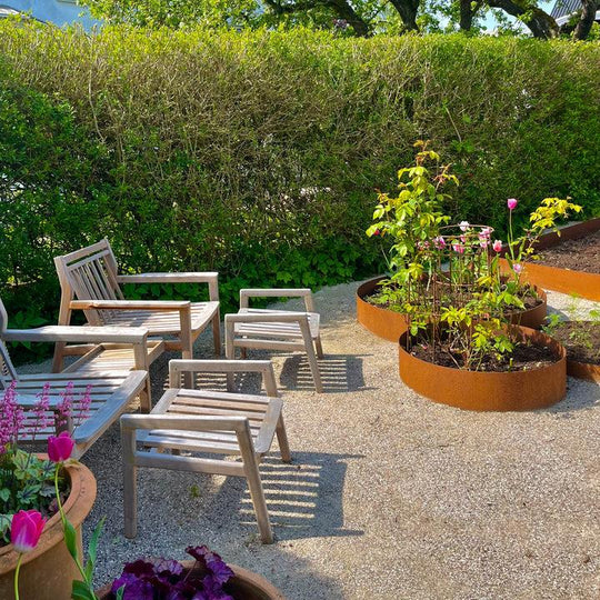 Ronde borderrand van cortenstaal - groot & hoog model