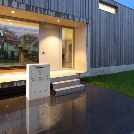 Brievenbus van gelakt staal, brieven en pakketten, groot