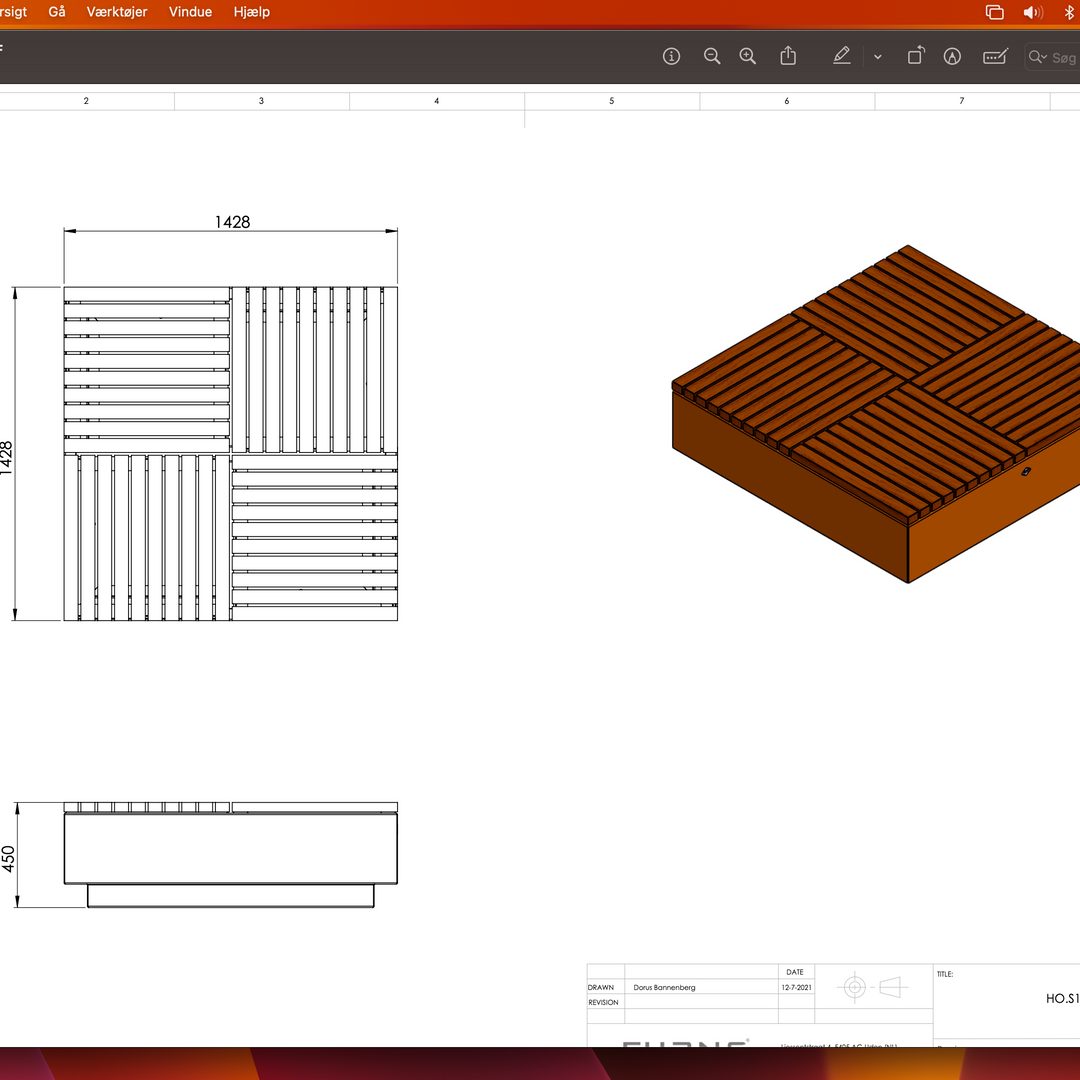 Vierkante bank/platform van gepoedercoat staal