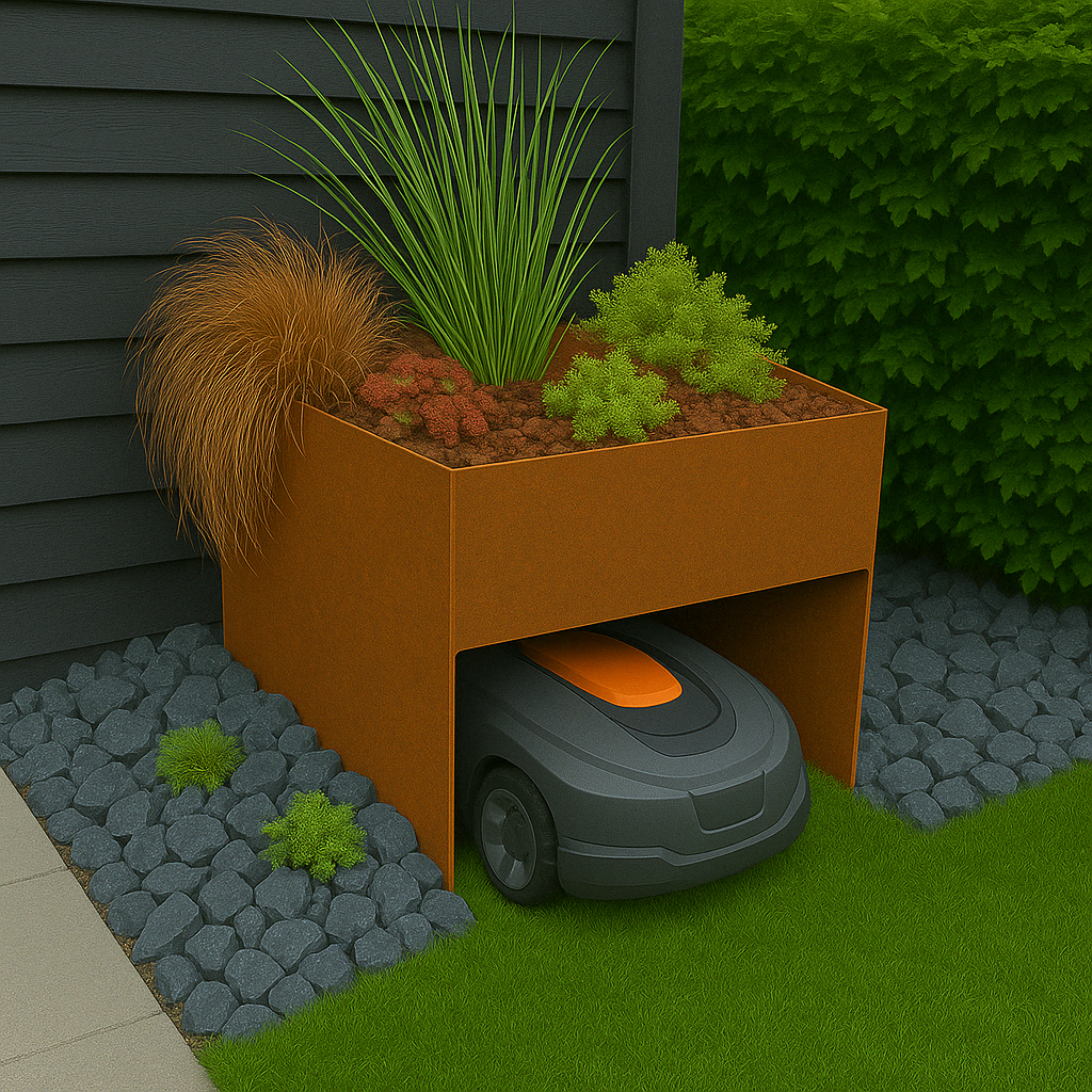 Overkapping voor robotmaaier