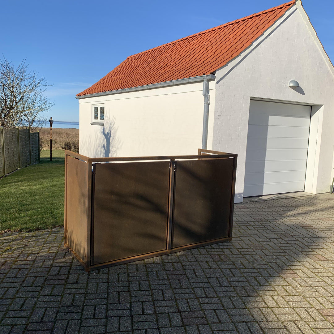 Afvalcontainerafscherming van cortenstaal - zwaar ontwerp