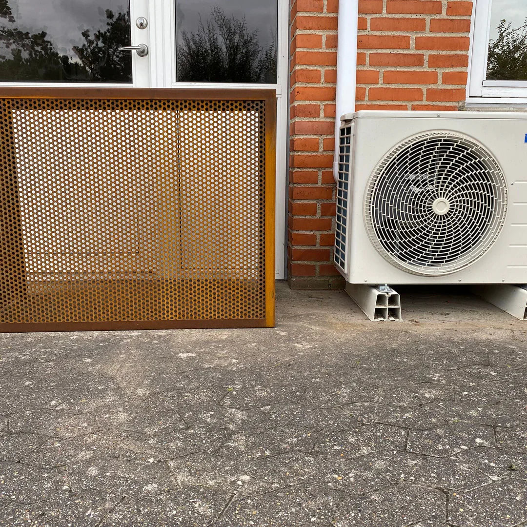 Overkapping voor warmtepomp van cortenstaal