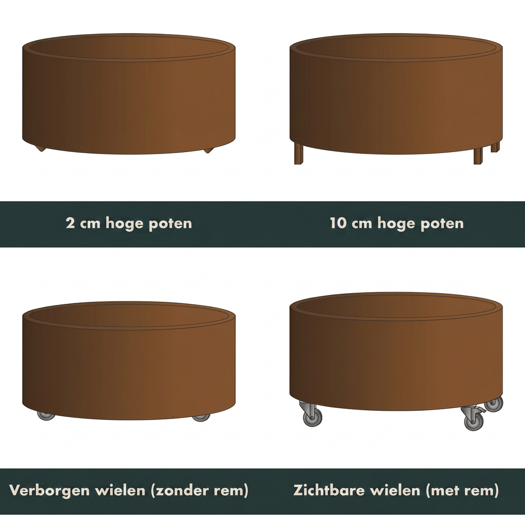 Maatwerk: Ronde plantenbak met bodem