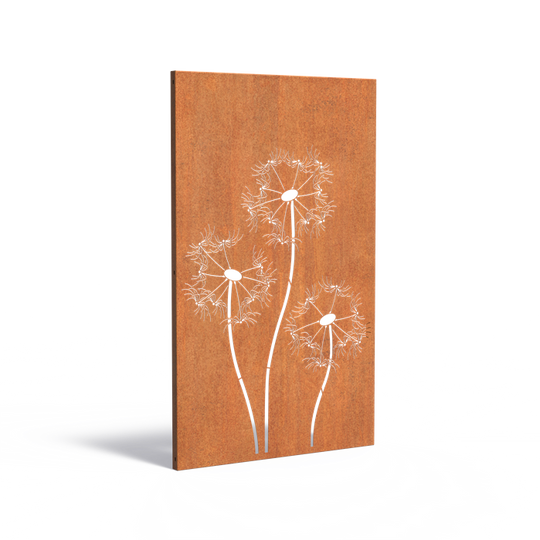 Cortenstalen panelen met uitsparing: Paardenbloem