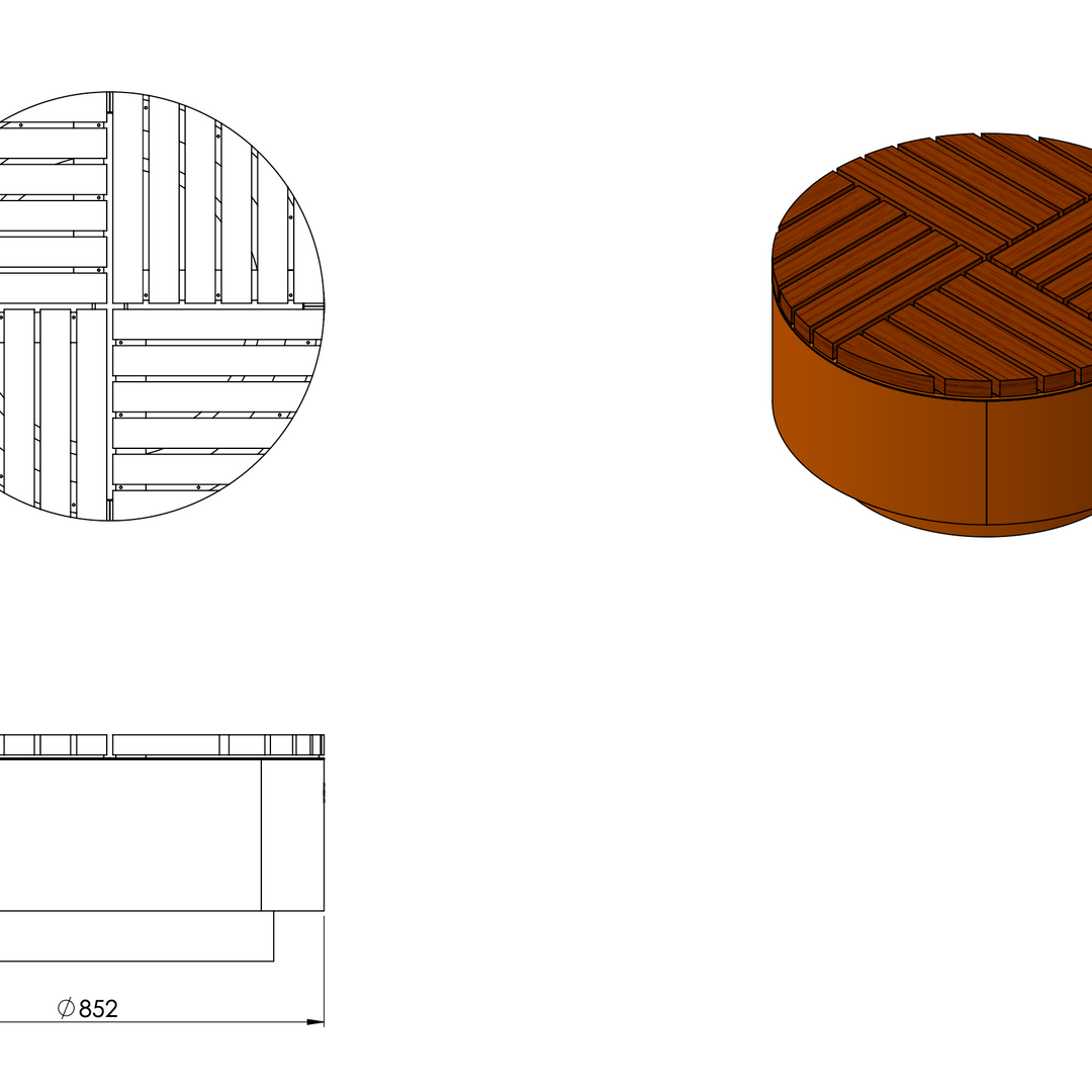 Ronde bank/platform van gepoedercoat staal