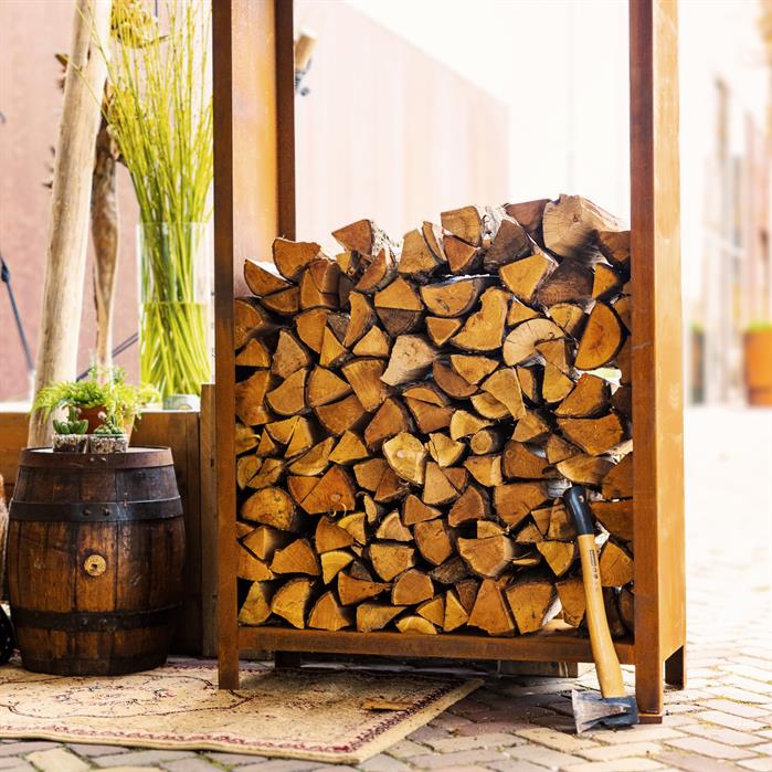 Haardhoutrek van cortenstaal