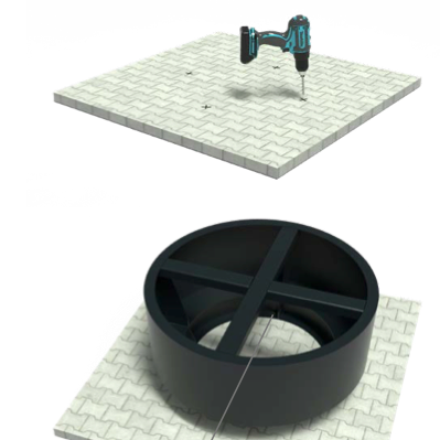 Ronde bank/platform van gepoedercoat staal