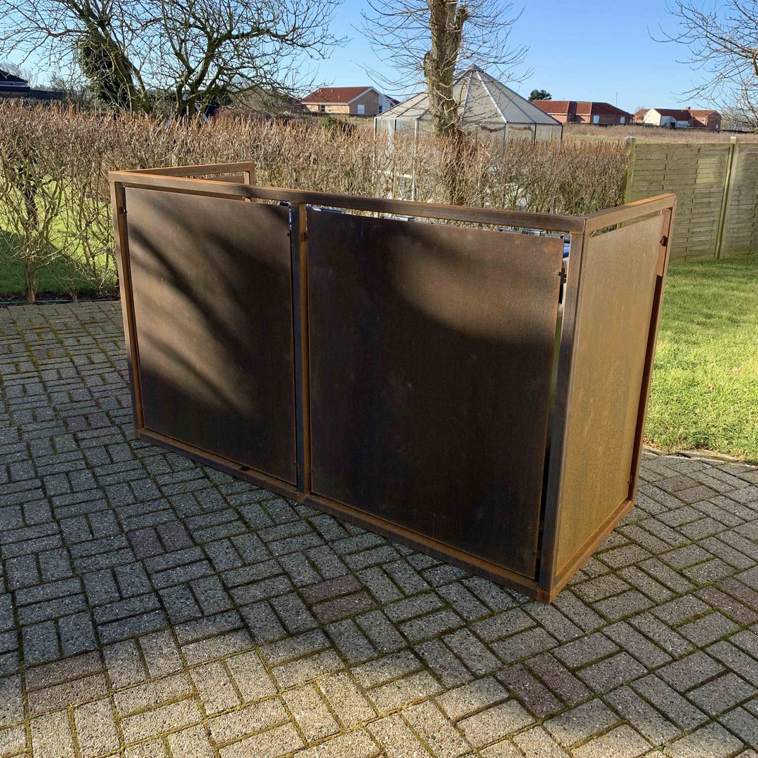 Afvalcontainerafscherming van cortenstaal - zwaar ontwerp