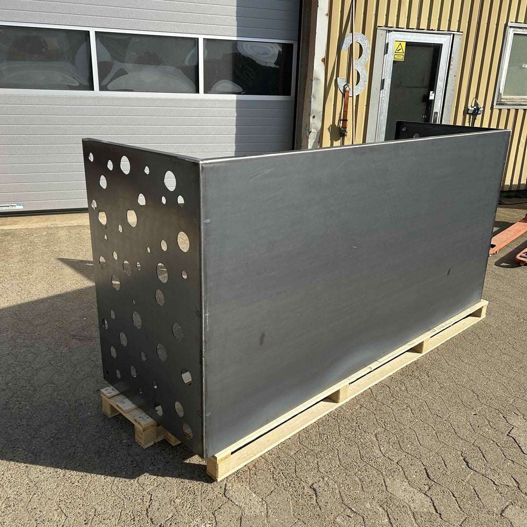 Afvalcontainerafscherming van cortenstaal - geperforeerd model