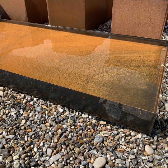 Waterbassin 200 x 100 cm, cortenstaal/zwart gelakt