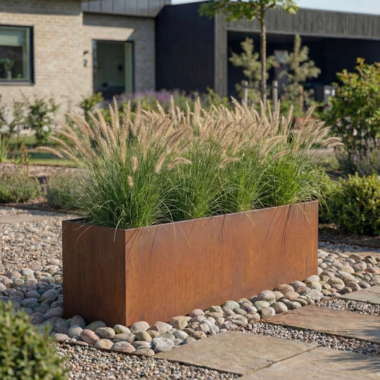Maatwerk: Plantenbakken zonder bodem van 6 mm cortenstaal - exclusief model