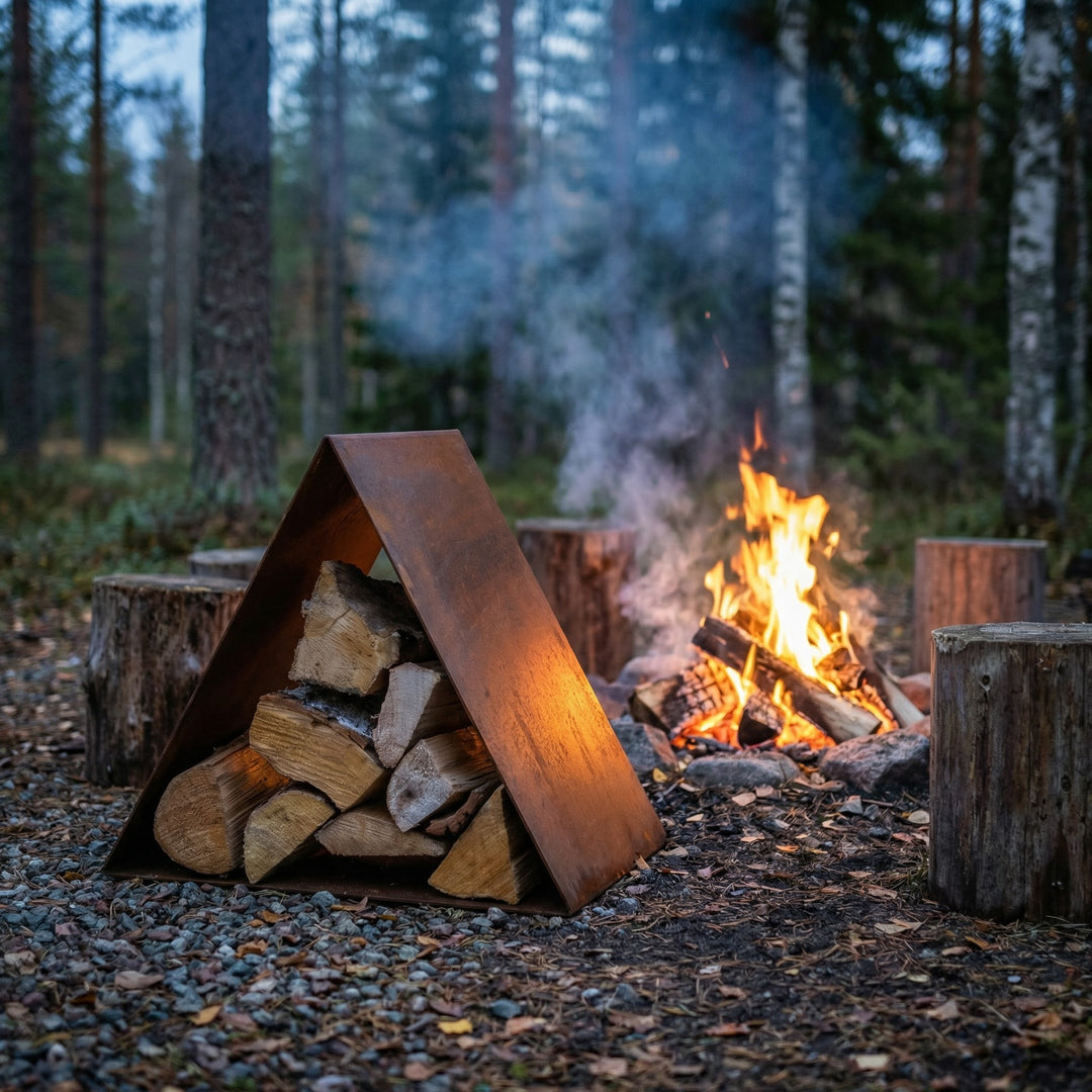 Brandhoutopslag driehoekig model