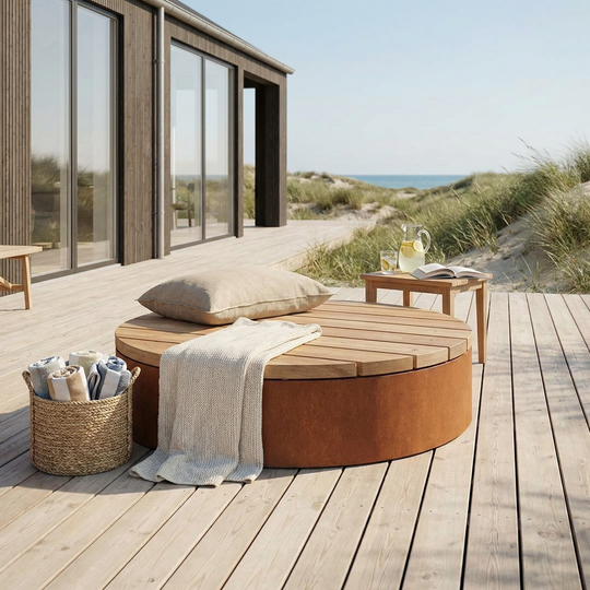 Ronde bank/platform van cortenstaal