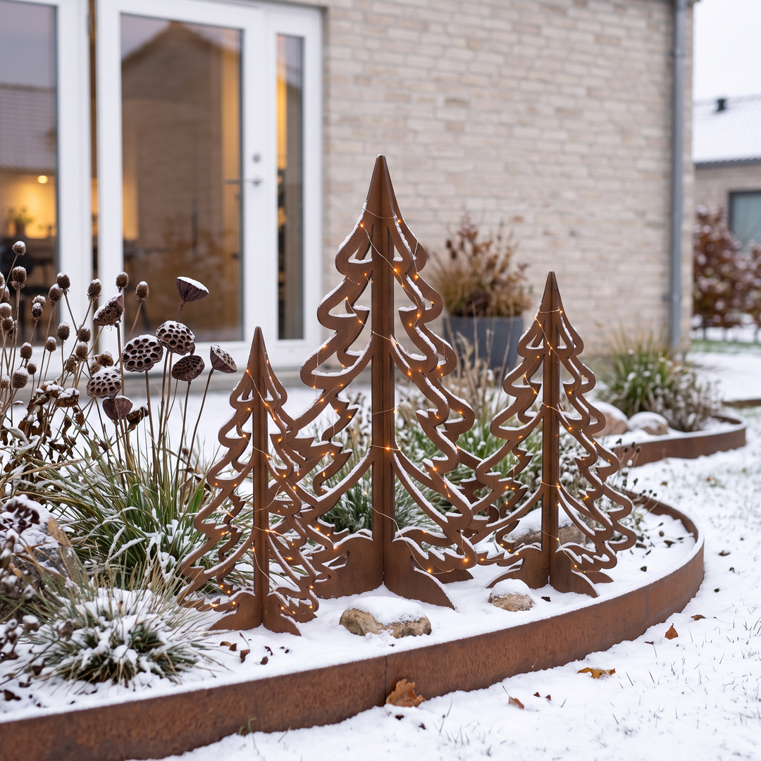 Set met kerstbomen van cortenstaal