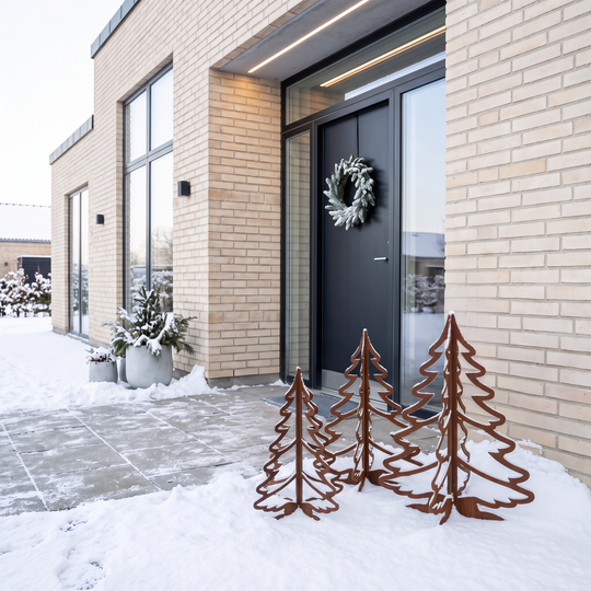 Set met kerstbomen van cortenstaal