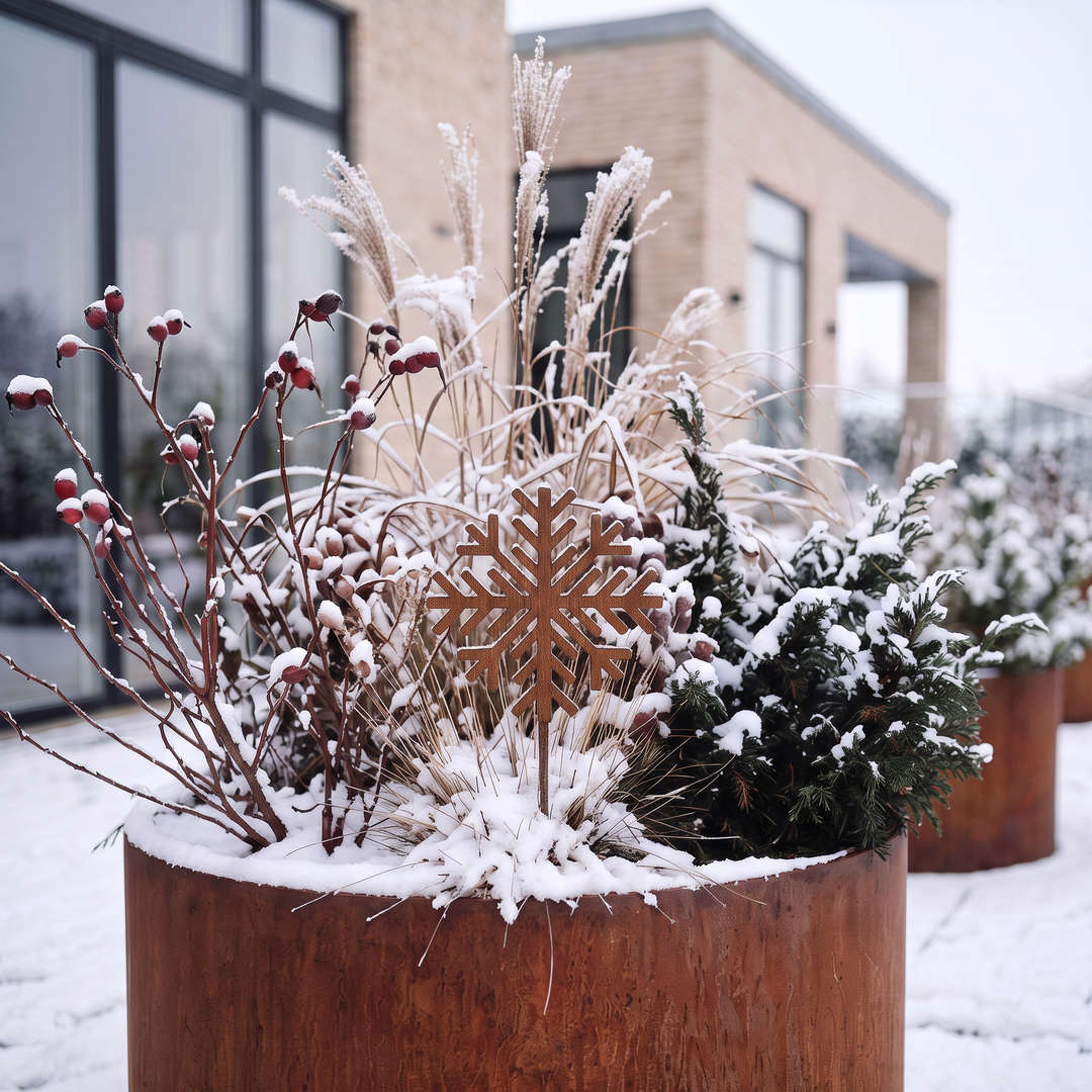 Tuinsteker met kerstmotief van cortenstaal