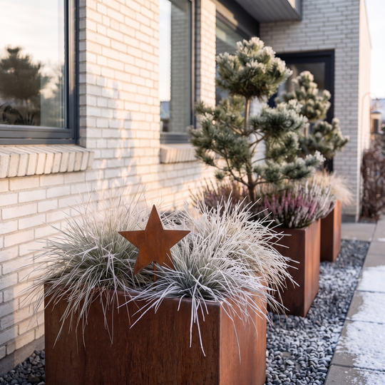 Tuinsteker met kerstmotief van cortenstaal