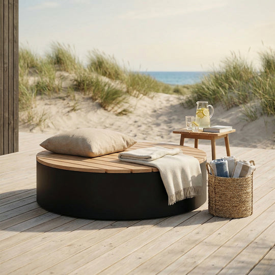 Ronde bank/platform van gepoedercoat staal