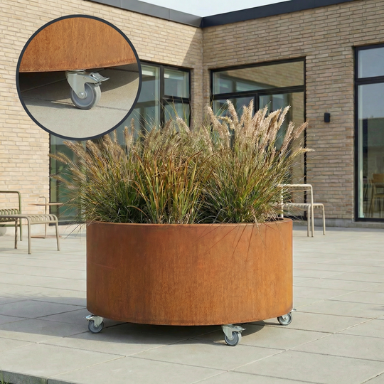 Ronde plantenbak met omgezette bovenrand