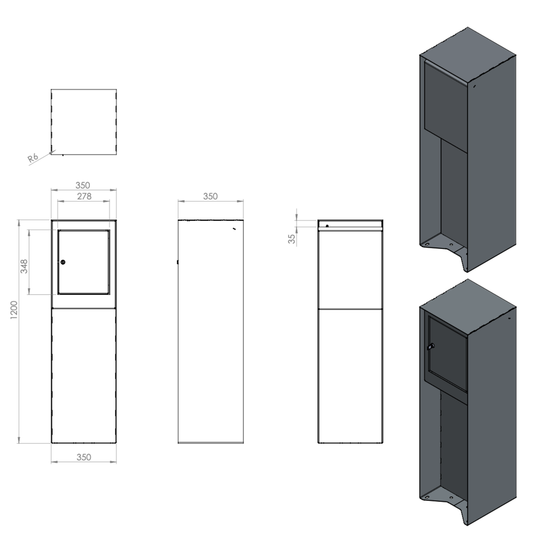 Brievenbus van gelakt staal - design model