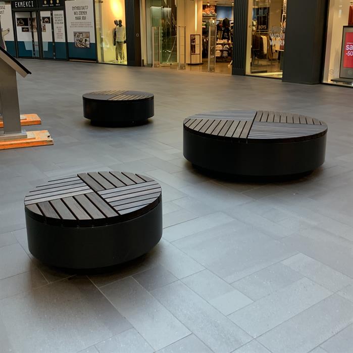 Vierkante bank/platform van gepoedercoat staal