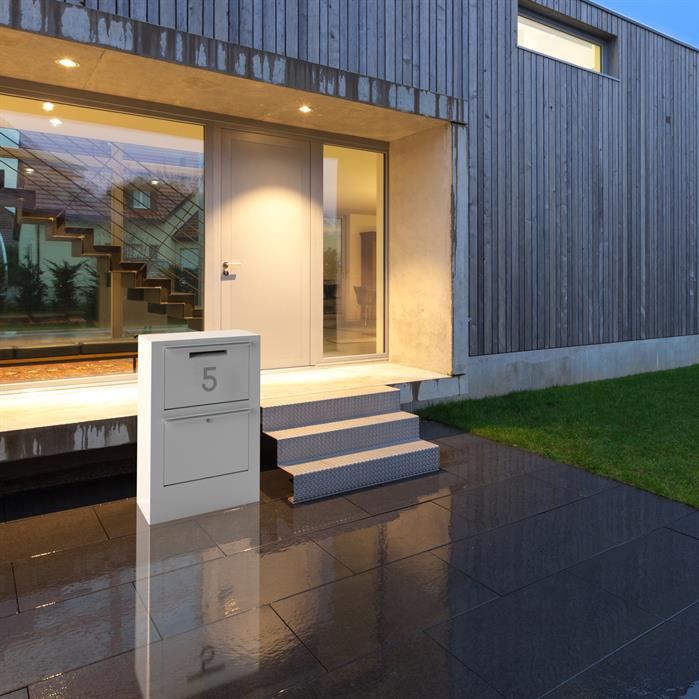 Brievenbus van gelakt staal, brieven en pakketten, groot