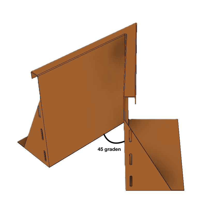 Binnenhoekelement voor keerwanden van cortenstaal