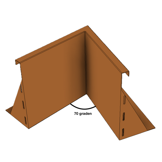 Binnenhoekelement voor keerwanden van cortenstaal