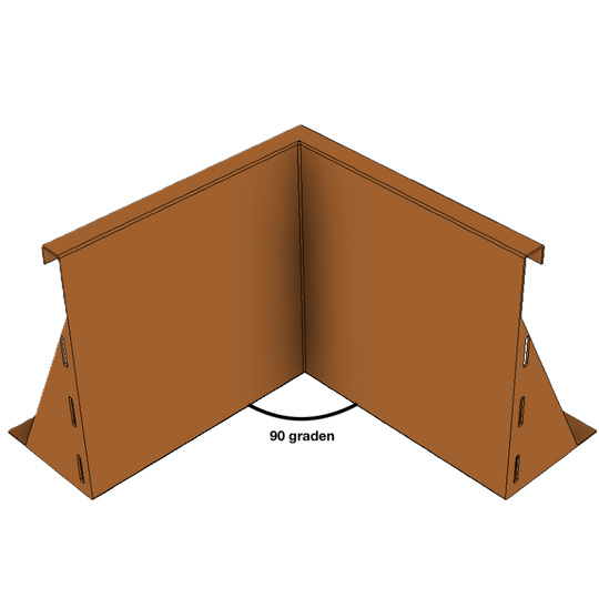 Binnenhoekelement voor keerwanden van cortenstaal