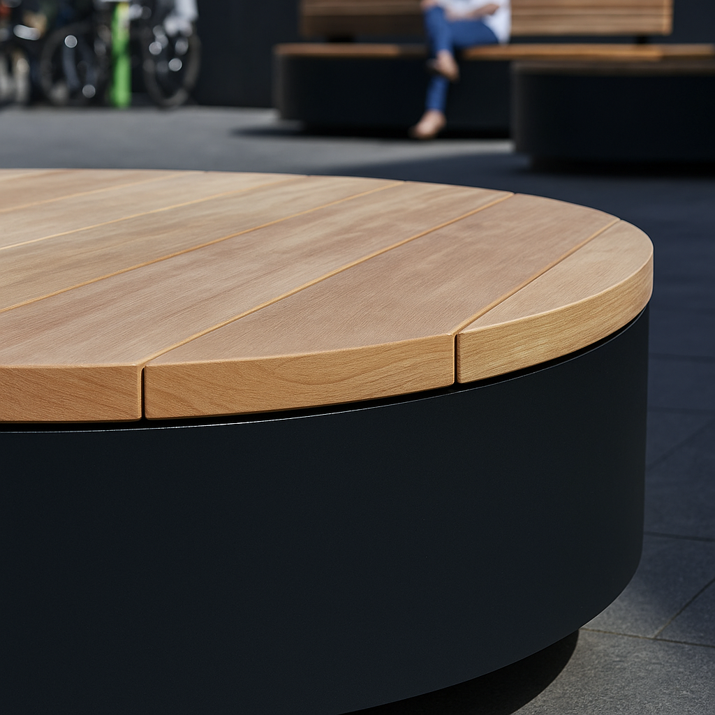 Ronde bank/platform van gepoedercoat staal