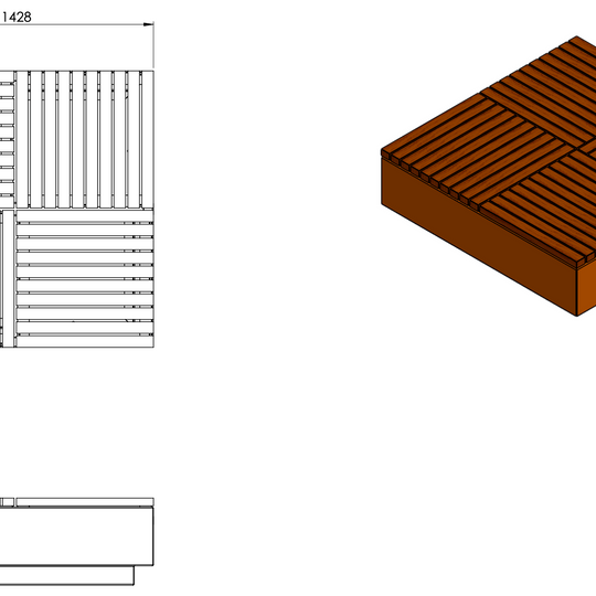 Vierkante bank/platform van cortenstaal
